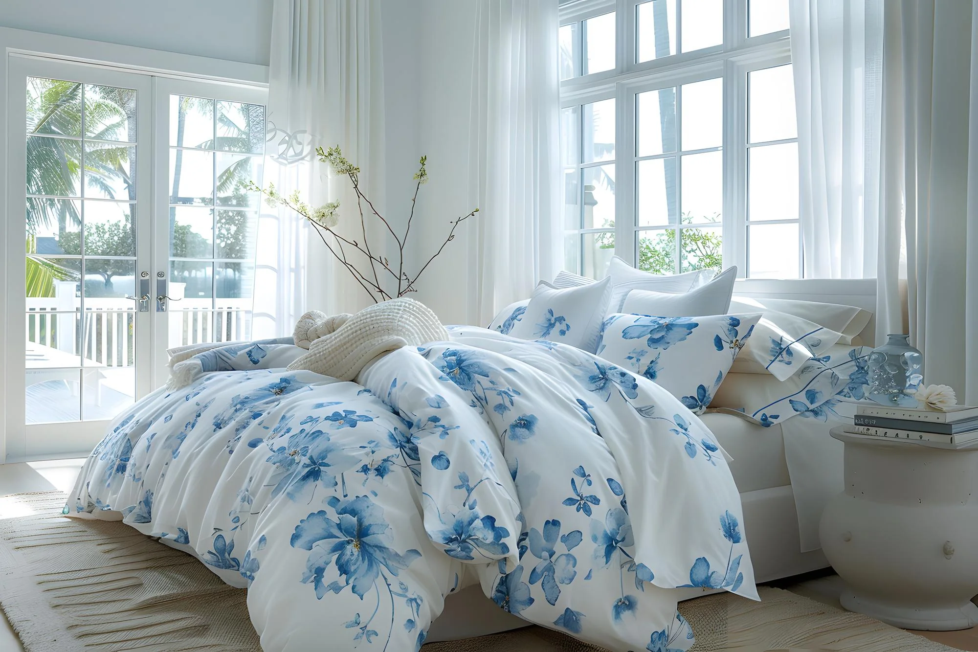 blue flower bedsheet online pakistan bedloom